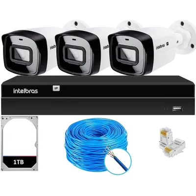 Kit 3 Câmeras Ip Vipc Intelbras Nvd 1404p Hd 1TB