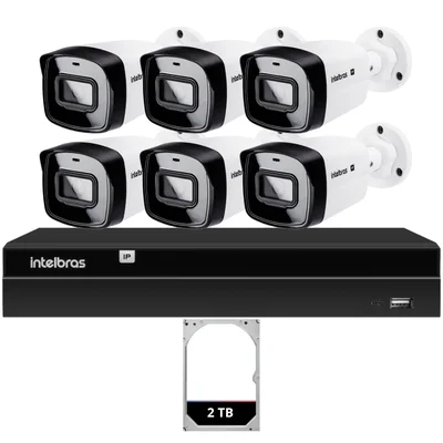 Kit Cftv 6 Câmeras Ip Intelbras Nvd 1408p Hd 2TB