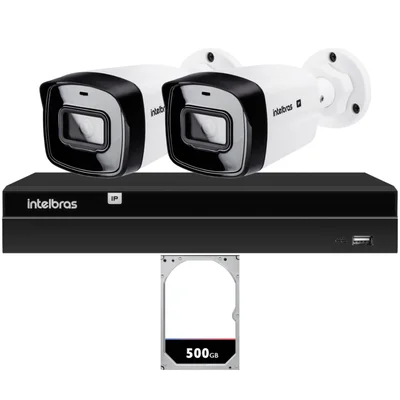 Kit 2 Câmeras Ip Vipc 1230b Intelbras Nvd 1404p Hd 500gb