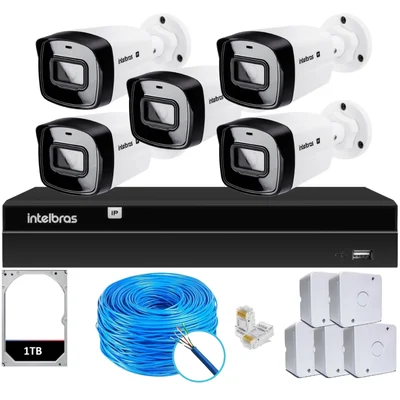 Kit Cftv Intelbras Nvd 1408p 5 Câmeras Ip E Hd 1TB