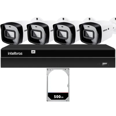 Kit 4 Câmeras Ip Vipc 1230b Intelbras Nvd 1404p Hd 500gb