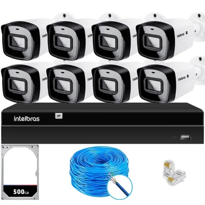 Kit 8 Câmeras Ip Vipc 1230b Intelbras Nvd 1408p Hd 500gb