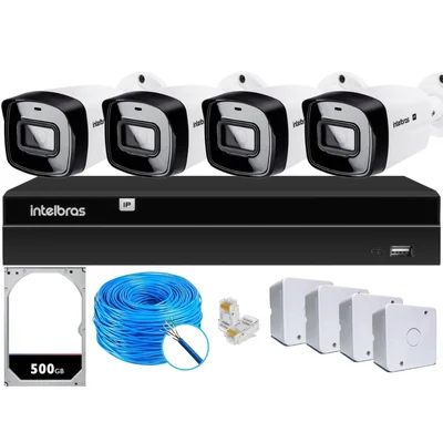 Kit 4 Câmeras Ip Vipc Intelbras Nvd 1404p Hd 500gb