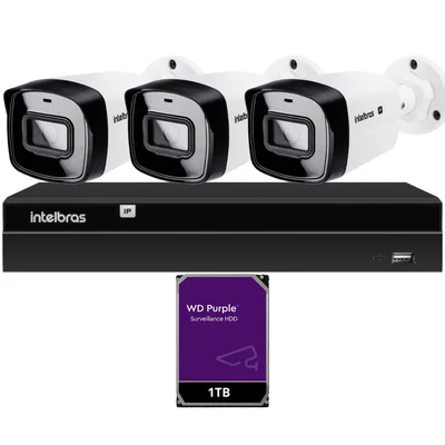 Kit 3 Câmeras Ip Vipc 1230b Intelbras Nvd 1404p Hd 1TB Purple