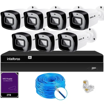 Kit Cftv 7 Câmeras Ip Vipc 1230b Intelbras Nvd 1408p Hd 2TB Purple