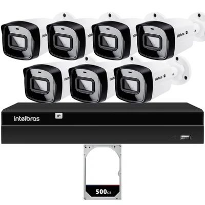 Kit Cftv 7 Câmeras Ip Intelbras Nvd 1408p Hd 500gb