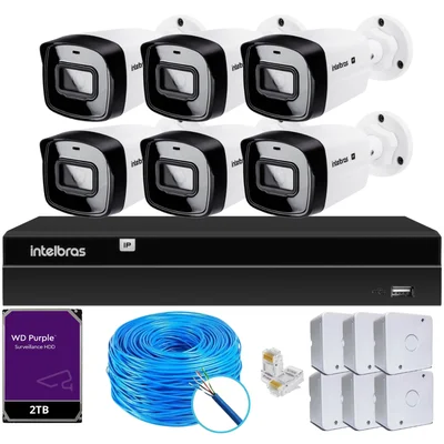 Kit 6 Câmeras Ip Vipc 1230b Intelbras Nvd 1408p Hd 2TB Purple