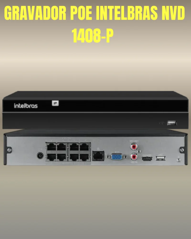 Imagem 4 de 4 do produto Kit 5 Câmeras Ip Vipc Nvr Intelbras Nvd 1408p Poe S/hd