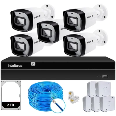 Kit Cftv Intelbras Nvd 1408p 5 Câmeras Ip E Hd 2TB