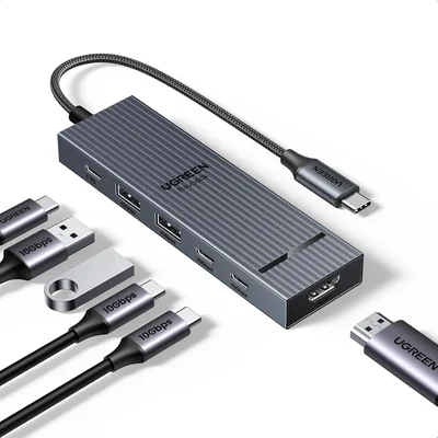 Hub Usb-c 10 Gbps Adaptador (6 Em 1) HDMI 4k 60hz Tipo C 3.2 Gen2 Pd 100w Carregamento