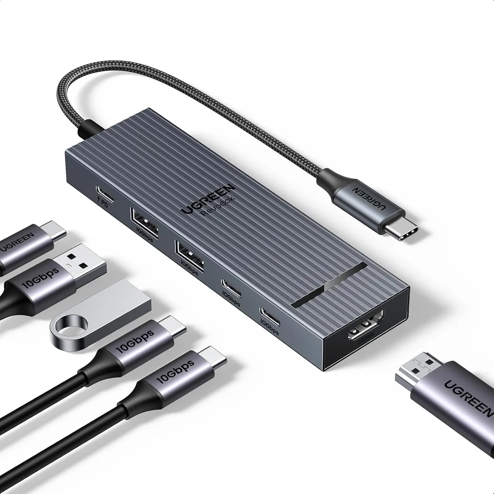 Imagem 1 de 5 do produto Hub Usb-c 10 Gbps Adaptador (6 Em 1) HDMI 4k 60hz Tipo C 3.2 Gen2 Pd 100w Carregamento