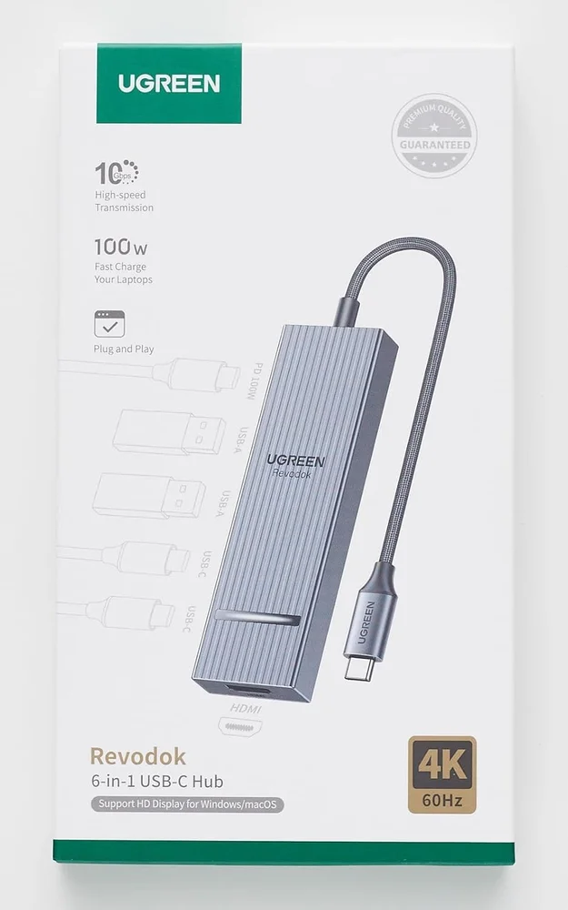 Imagem 5 de 5 do produto Hub Usb-c 10 Gbps Adaptador (6 Em 1) HDMI 4k 60hz Tipo C 3.2 Gen2 Pd 100w Carregamento