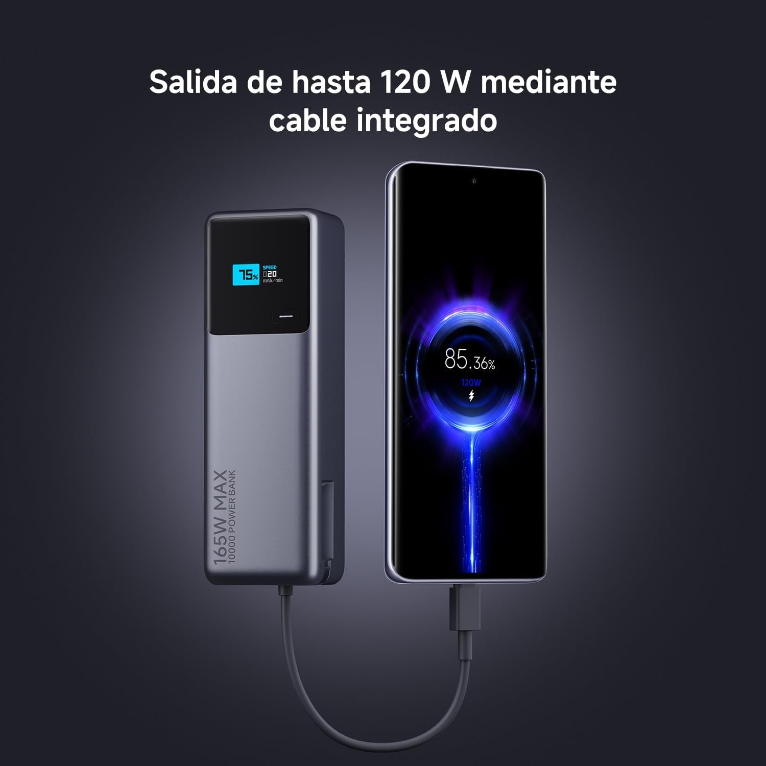 Carregador Portátil Xiaomi Power Bank 165w Pb1165mi 10000mah Ultrarrápido (cabo Integrado)