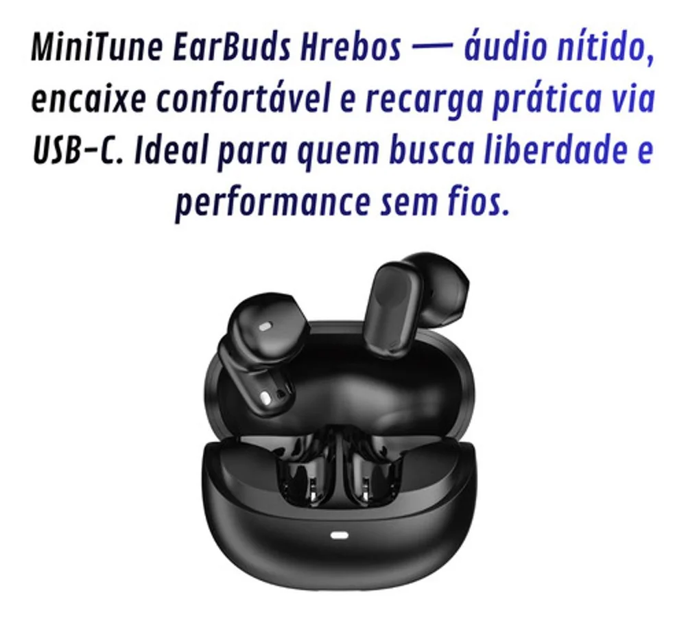 Imagem 2 de 5 do produto Fone Bluetooth Sem Fio Com Microfone Hrebos Confortável - Preto
