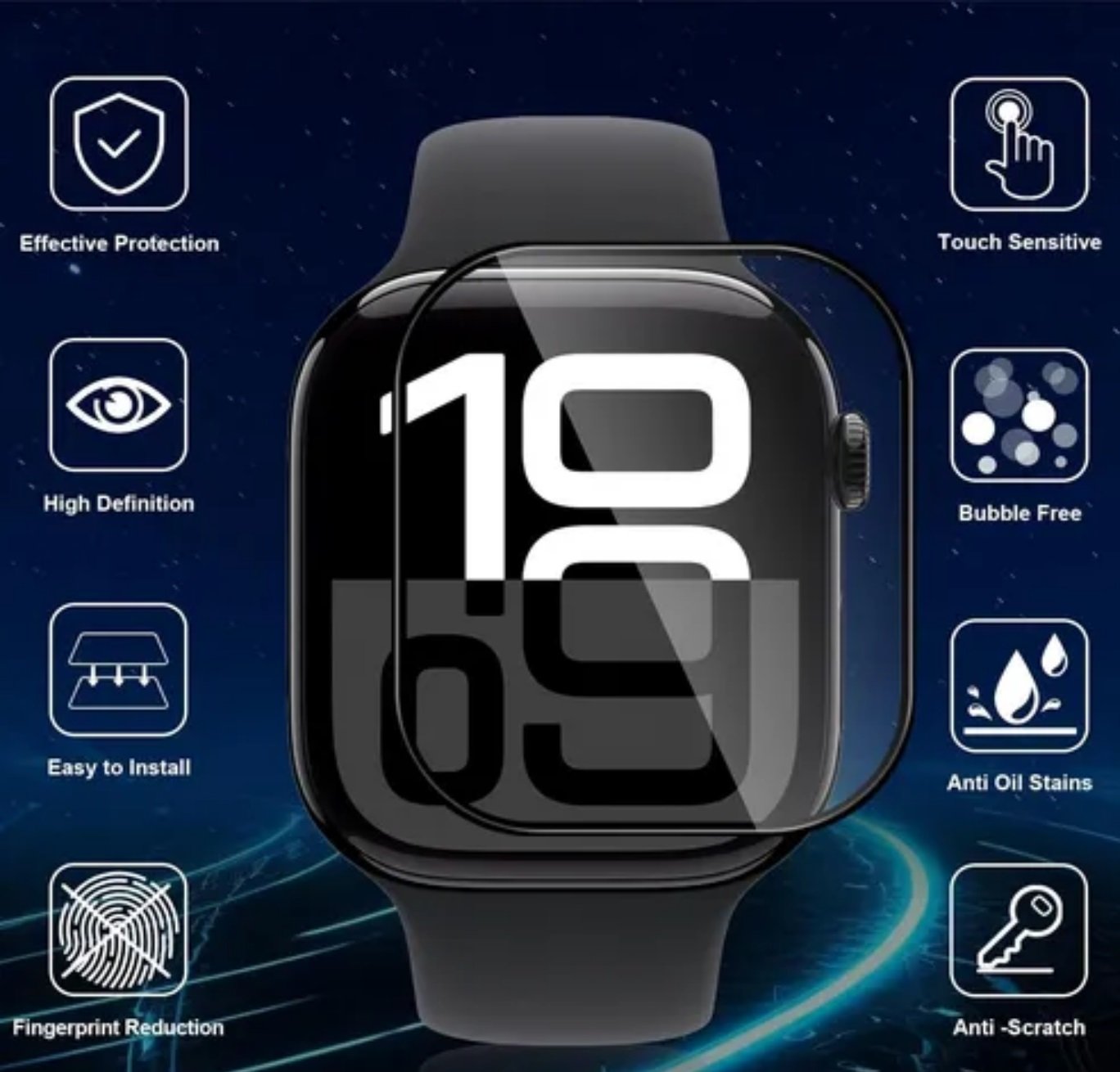 Película Ceramica 9d P/ Smartwatch Apple Watch Serie 11 E 10 - 46mm