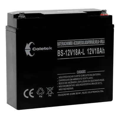 Bateria Coletek Para Nobreak, 12v 18ah, Preto - Bs-12v18a