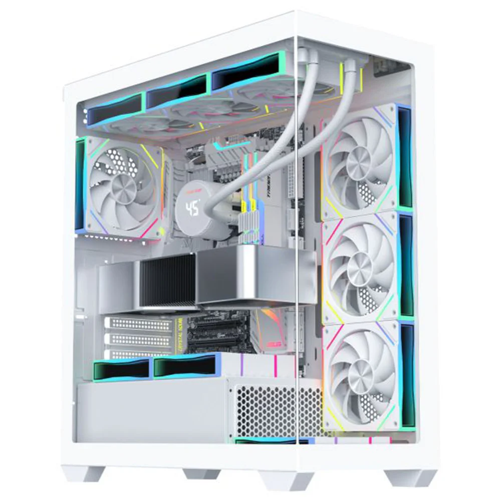 Gabinete Gamer Aquário K-mex Torre Branca Cg-w6dy, Frontal E Lateral Em Vidro Temperado, Atx, Usb 3.0, Branco - Cgw6dyrh002cb0x