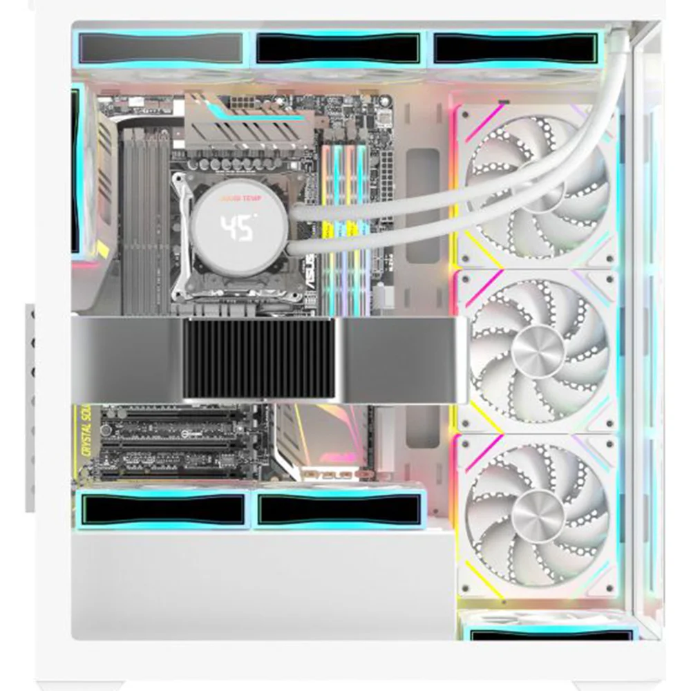 Imagem 3 de 5 do produto Gabinete Gamer Aquário K-mex Torre Branca Cg-w6dy, Frontal E Lateral Em Vidro Temperado, Atx, Usb 3.0, Branco - Cgw6dyrh002cb0x