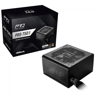 Fonte Asrock Pro, 750w, 80 Plus Bronze, Atx 3.1, PCie 5.1, Pfc Ativo, Preto, Pro-750b