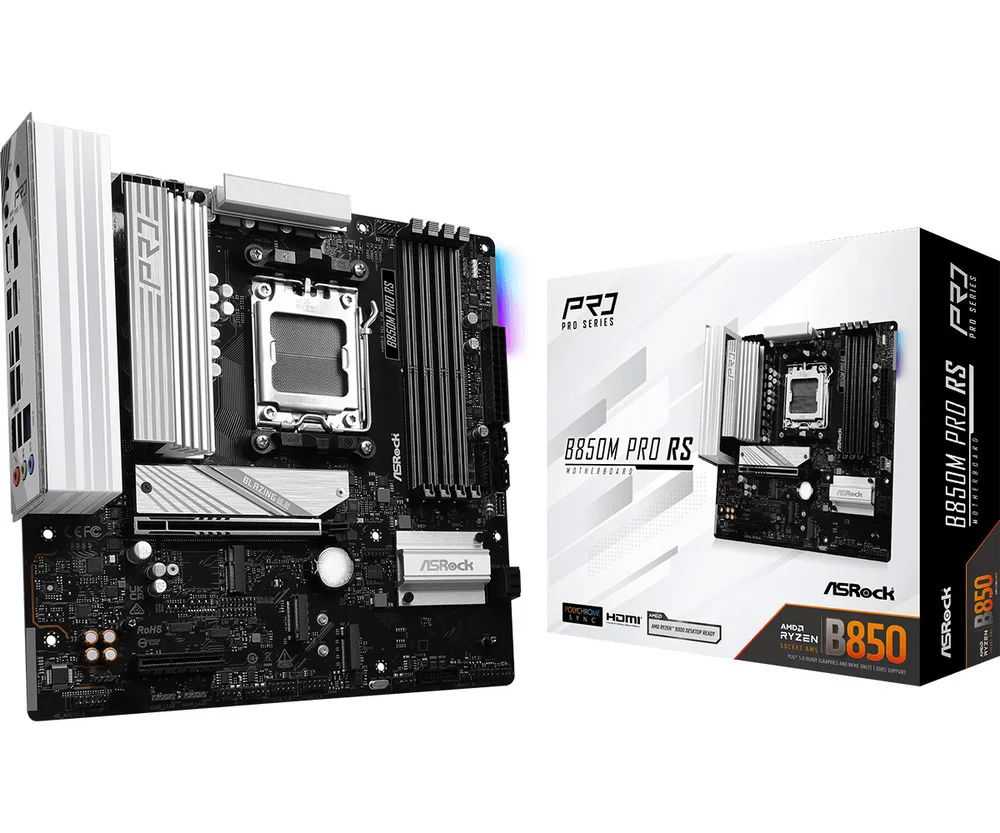Placa Mãe Asrock Am5 B850m Pro Rs M-atx 4xDDR5 256gb 4xusb2.0 3xusb3.2 1xusb3.2 Tipo-c HDMI/dp Rede Giga 3xm.2 Nvme 4