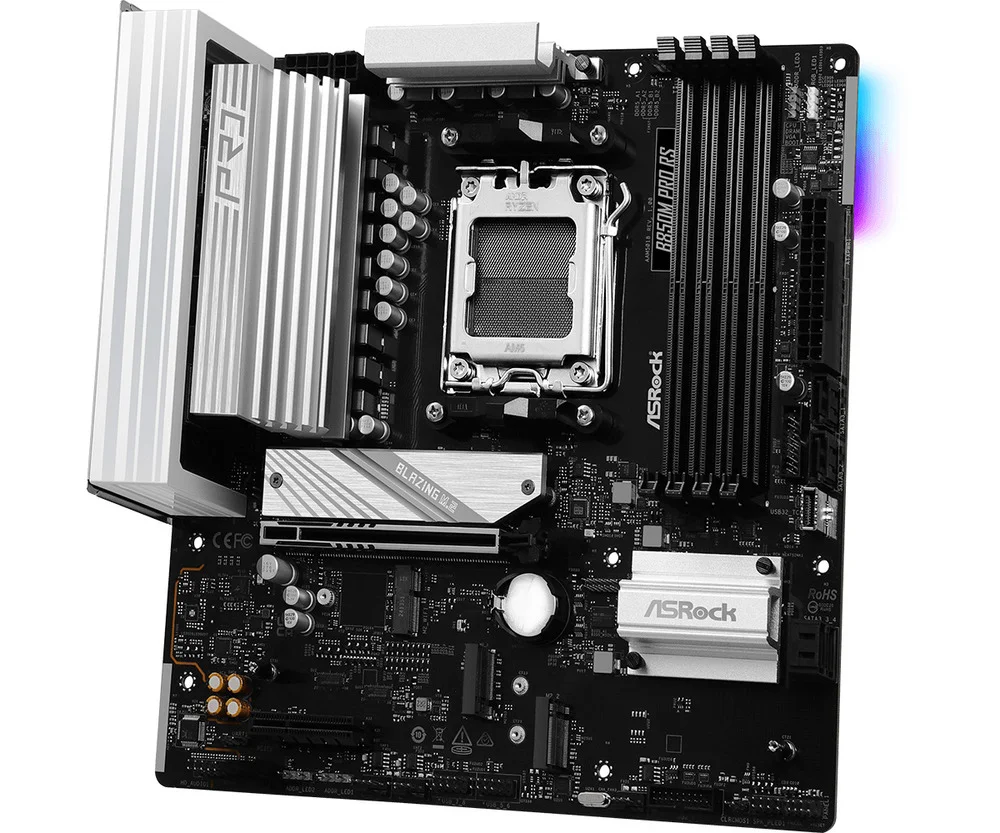 Placa Mãe Asrock Am5 B850m Pro Rs M-atx 4xDDR5 256gb 4xusb2.0 3xusb3.2 1xusb3.2 Tipo-c HDMI/dp Rede Giga 3xm.2 Nvme 5
