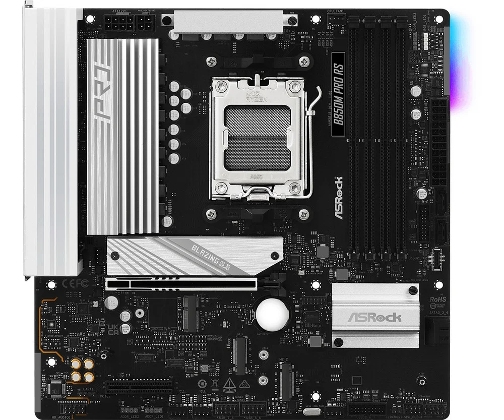 Placa Mãe Asrock Am5 B850m Pro Rs M-atx 4xDDR5 256gb 4xusb2.0 3xusb3.2 1xusb3.2 Tipo-c HDMI/dp Rede Giga 3xm.2 Nvme 7