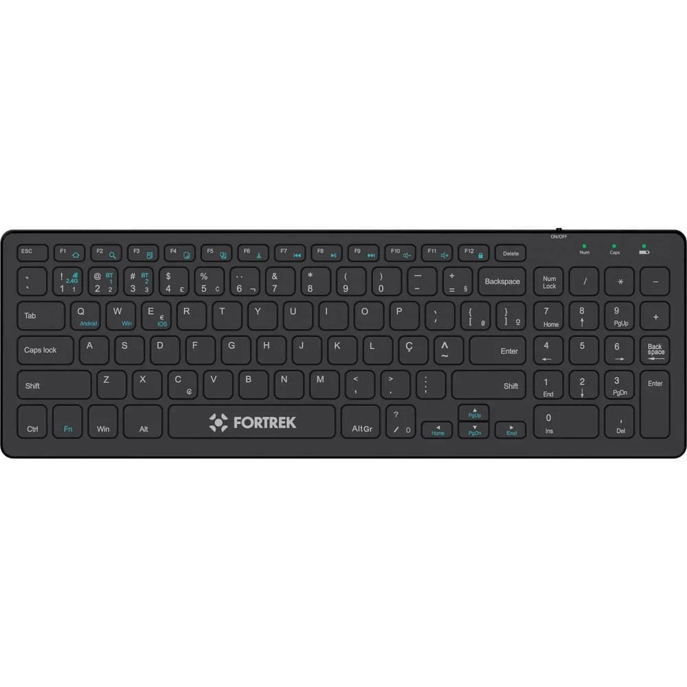 Teclado Sem Fio Office Fortrek Kb11 Full Bluetooth Preto Teclado Sem Fio Office Fortrek Kb11 Full Bluetooth Preto