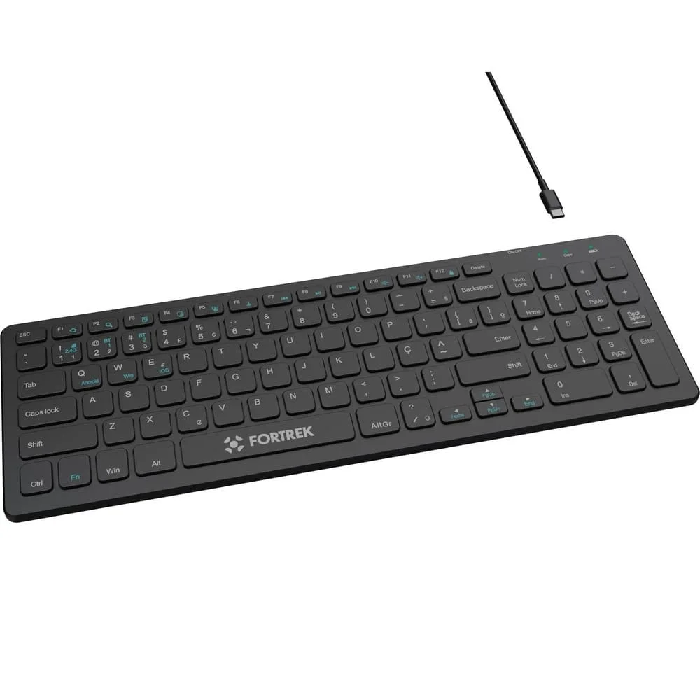 Teclado Sem Fio Office Fortrek Kb11 Full Bluetooth Preto Teclado Sem Fio Office Fortrek Kb11 Full Bluetooth Preto