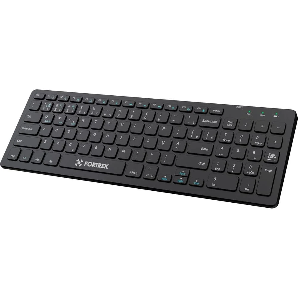 Teclado Sem Fio Office Fortrek Kb11 Full Bluetooth Preto Teclado Sem Fio Office Fortrek Kb11 Full Bluetooth Preto