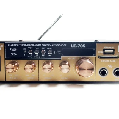 Amplificador Áudio Receiver Bluetooth Som 110v Usb Le-705