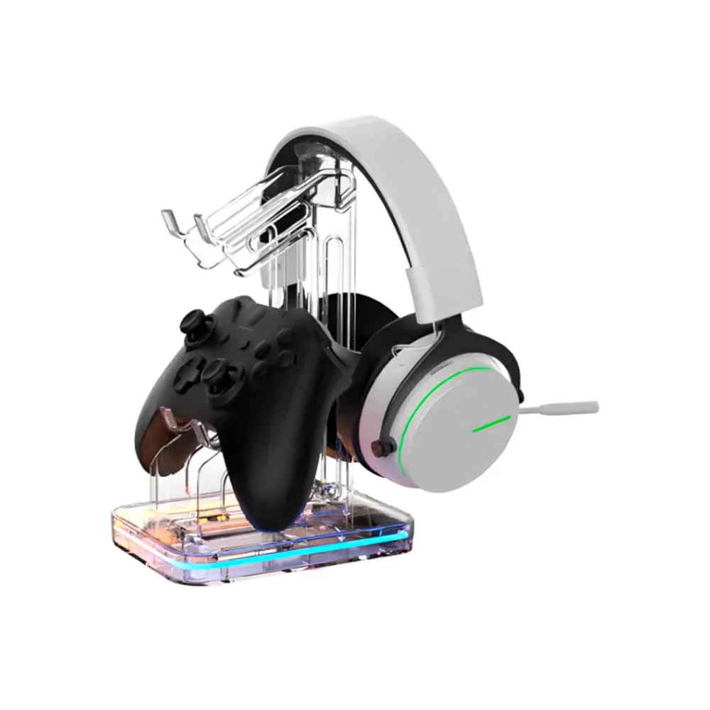 Imagem 3 de 5 do produto Suporte Multiuso Para Fone Joystick Resistente Transparente Com Luzes
