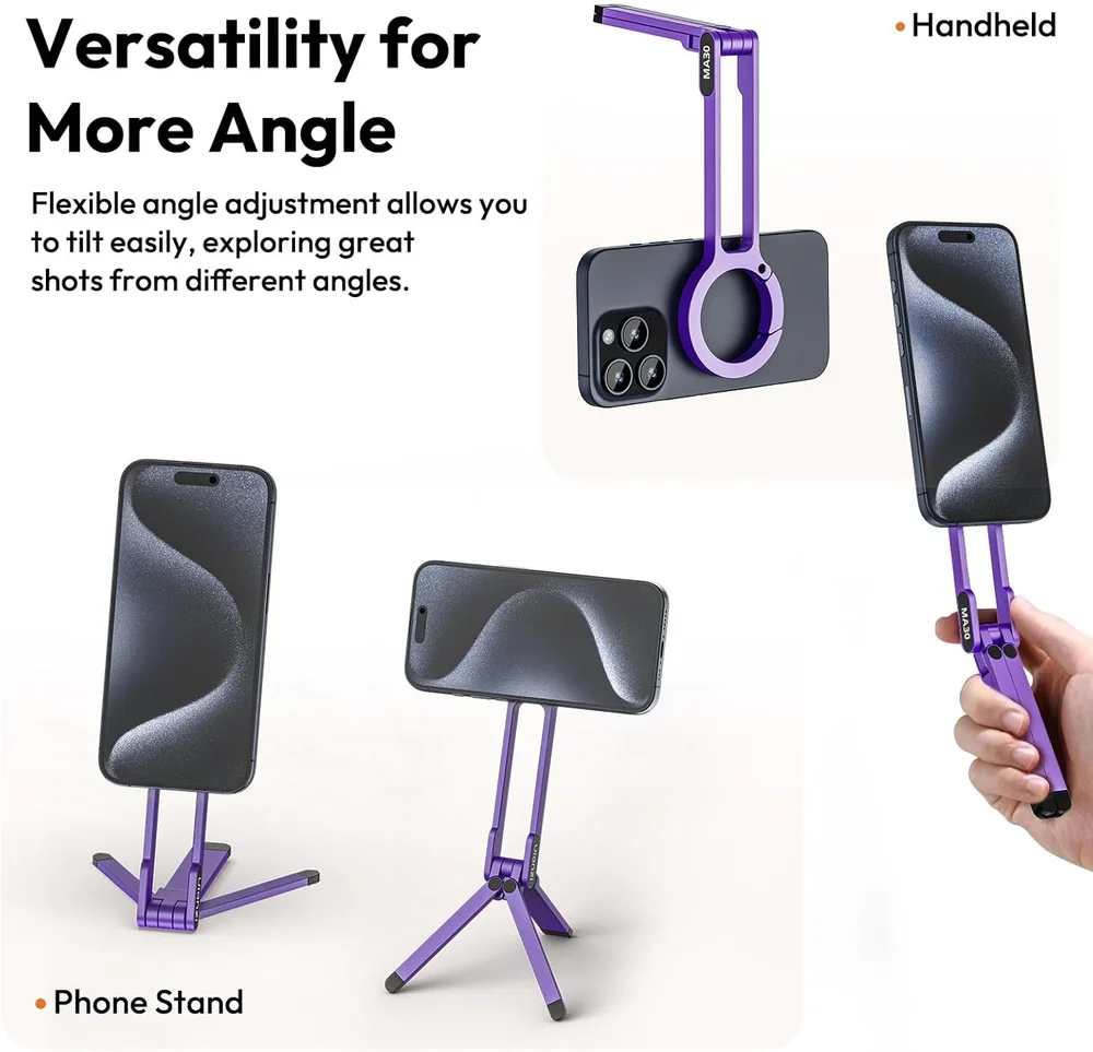 Imagem 3 de 5 do produto Ulanzi Ma30 Mini Tripé Celular Mosquetão Roxo Portátil