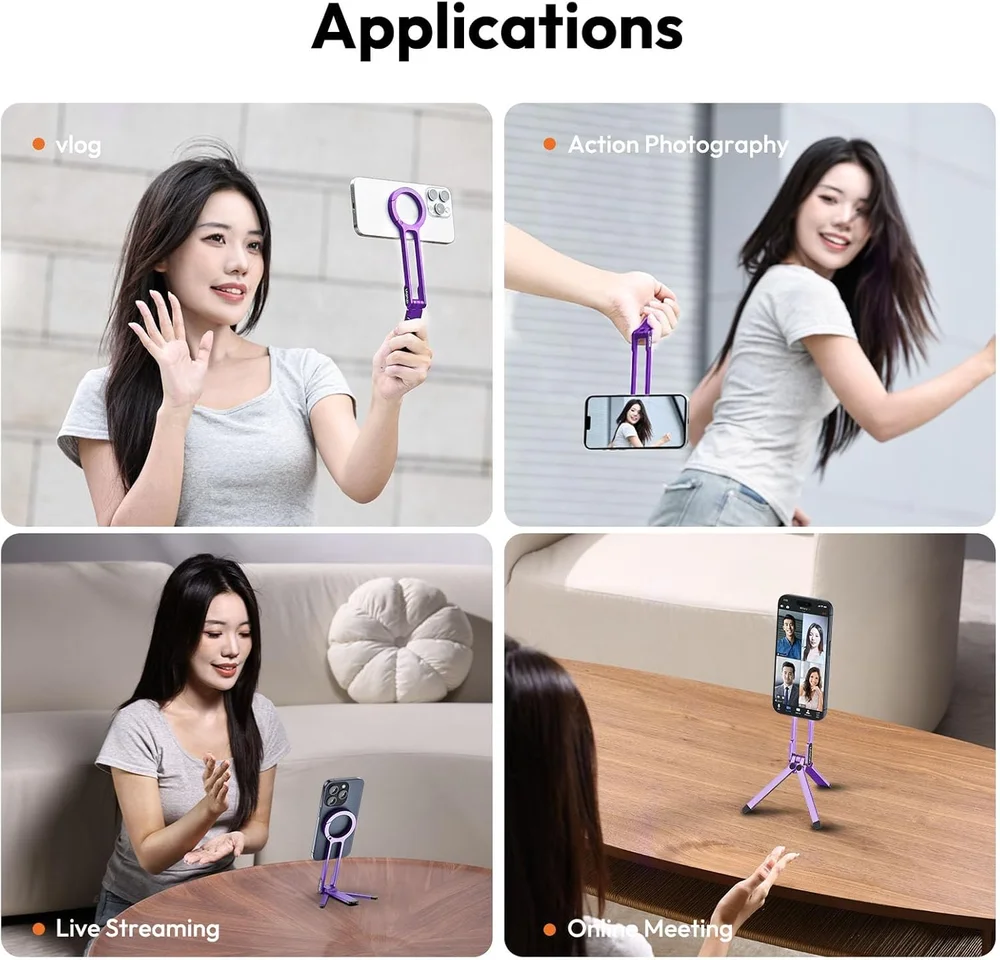Imagem 4 de 5 do produto Ulanzi Ma30 Mini Tripé Celular Mosquetão Roxo Portátil