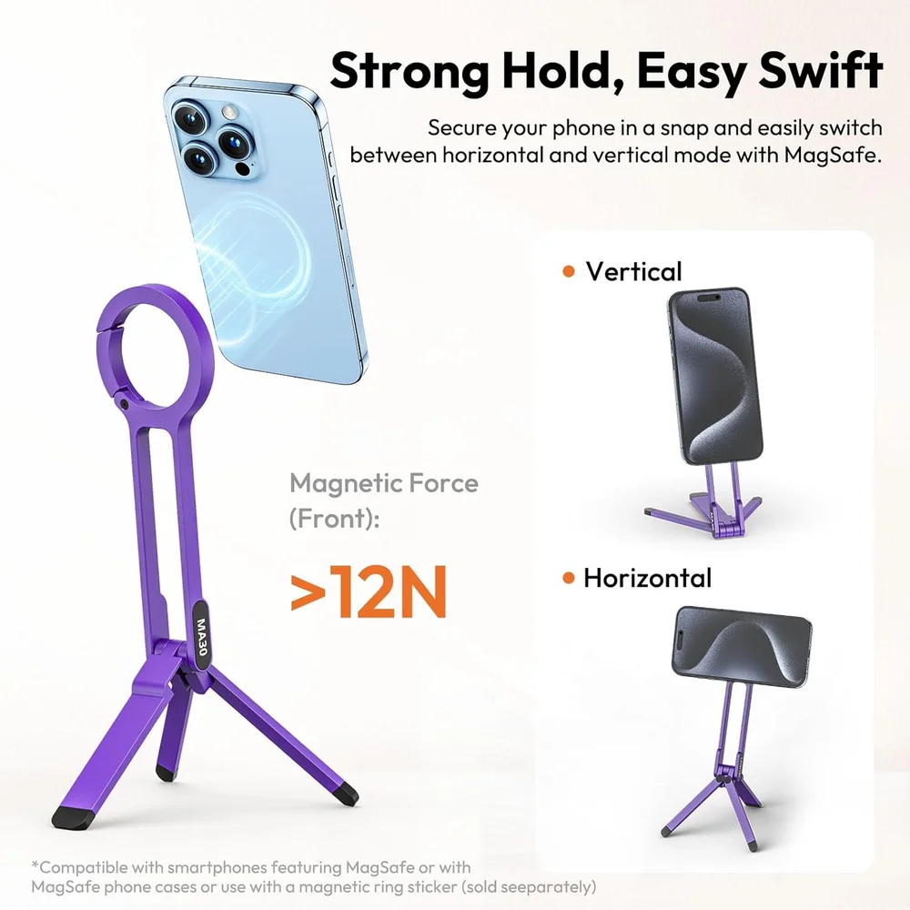 Imagem 5 de 5 do produto Ulanzi Ma30 Mini Tripé Celular Mosquetão Roxo Portátil
