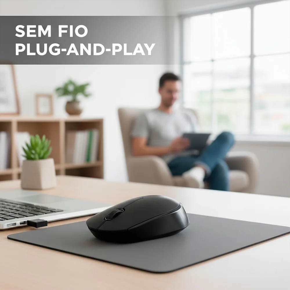 Imagem 5 de 5 do produto Mouse Sem Fio Mpower 2.4GHz USB Preto Ergonômico