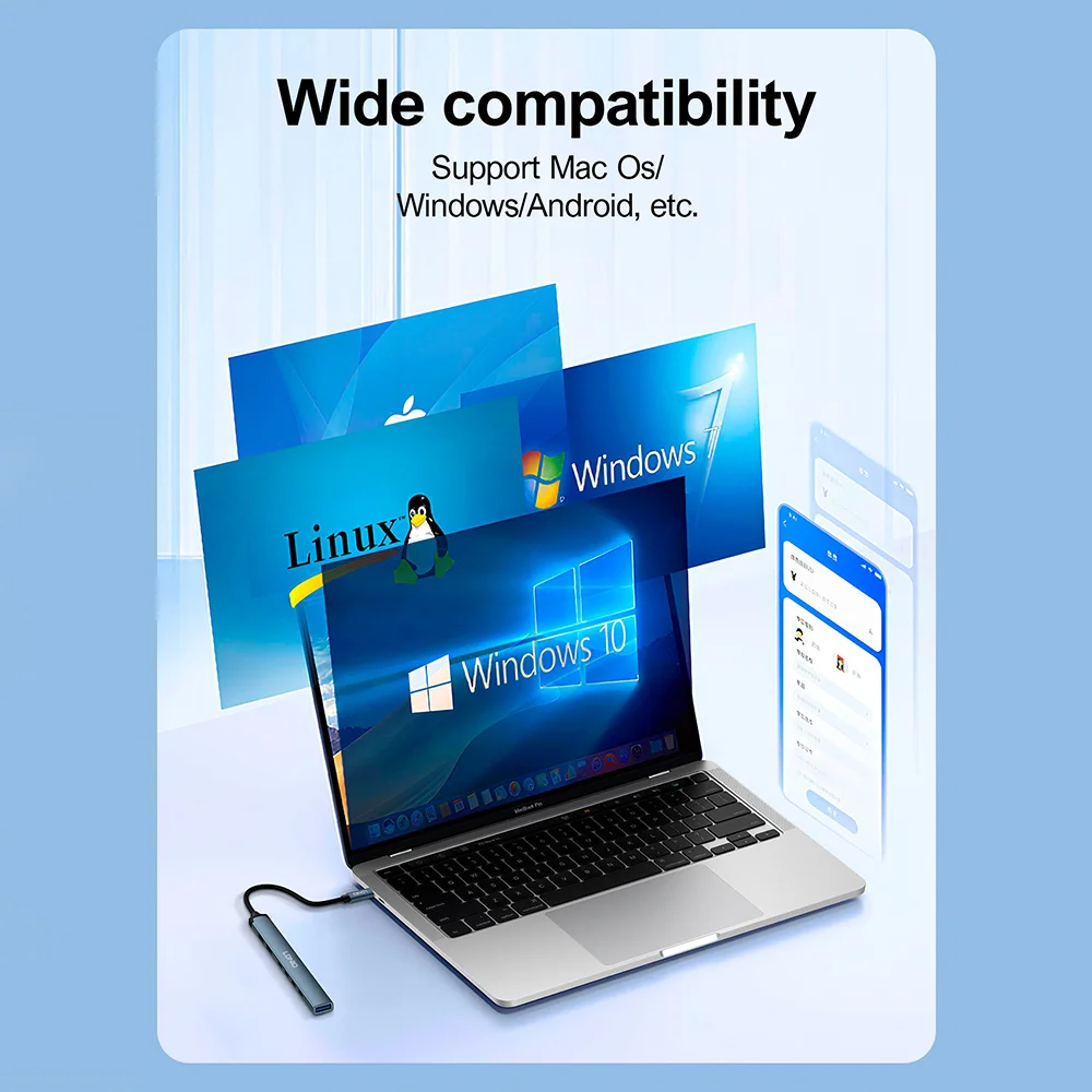 Imagem 2 de 5 do produto Hub Usb-c Ldnio Ds-87c 7 Em 1 Portas Usb 3.0/2.0 4-usb C