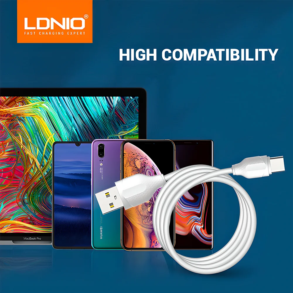 Imagem 4 de 5 do produto Cabo Usb A Pra Usb C Ldnio Carregamento Rápido 1m Branco