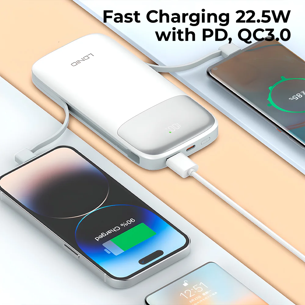 Imagem 4 de 5 do produto Ldnio Power Bank 20000mah Carregamento Rápido Pd Qc3.0