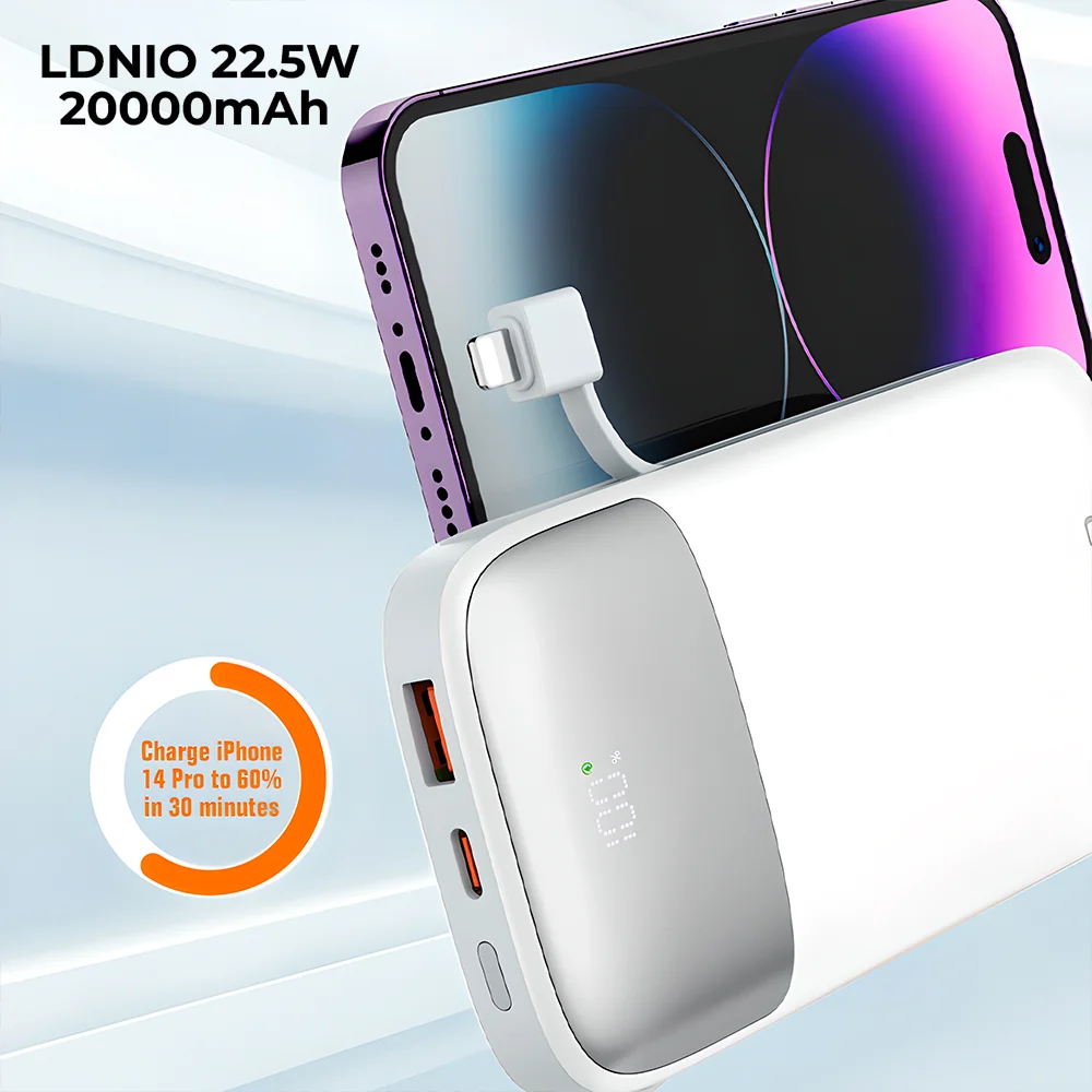 Imagem 5 de 5 do produto Ldnio Power Bank 20000mah Carregamento Rápido Pd Qc3.0