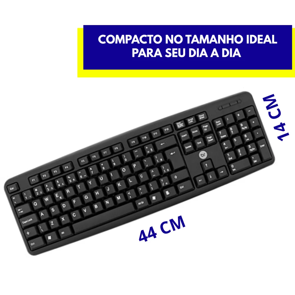 Imagem 4 de 5 do produto Kit Dois Kits Teclado E Mouse Usb Preto Basico Portugues