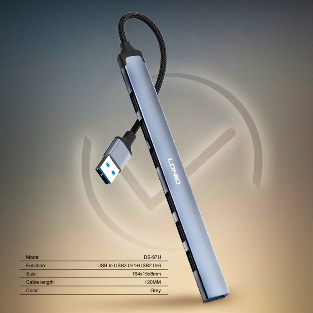Imagem 3 de 5 do produto Hub Usb-a Ldnio 7 Em 1 Portas Usb 3.0/2.0 Para Notebook