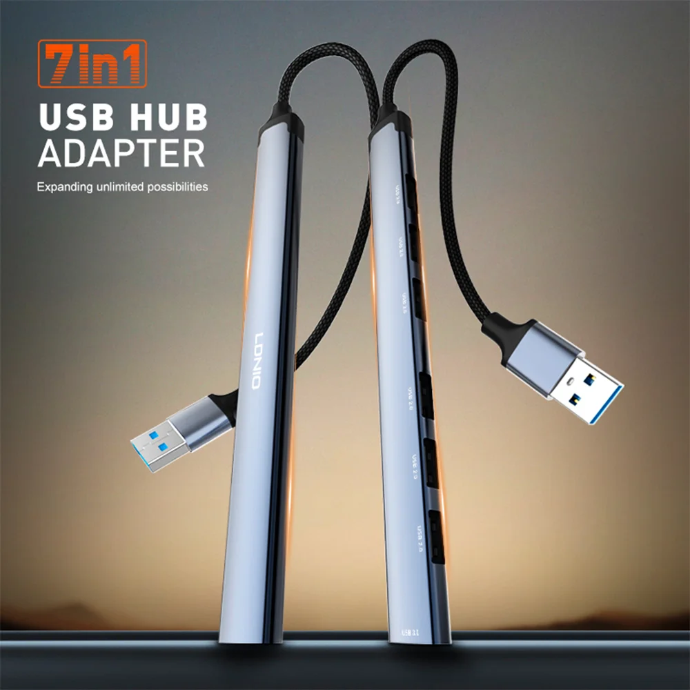 Imagem 4 de 5 do produto Hub Usb-a Ldnio 7 Em 1 Portas Usb 3.0/2.0 Para Notebook