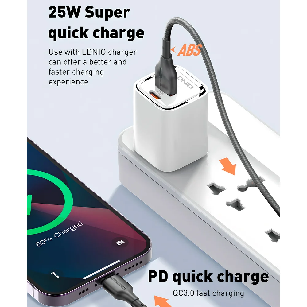Imagem 2 de 5 do produto Cabo Usb A P/lightning Ldnio Carga Rápida 25w 1m Cinza