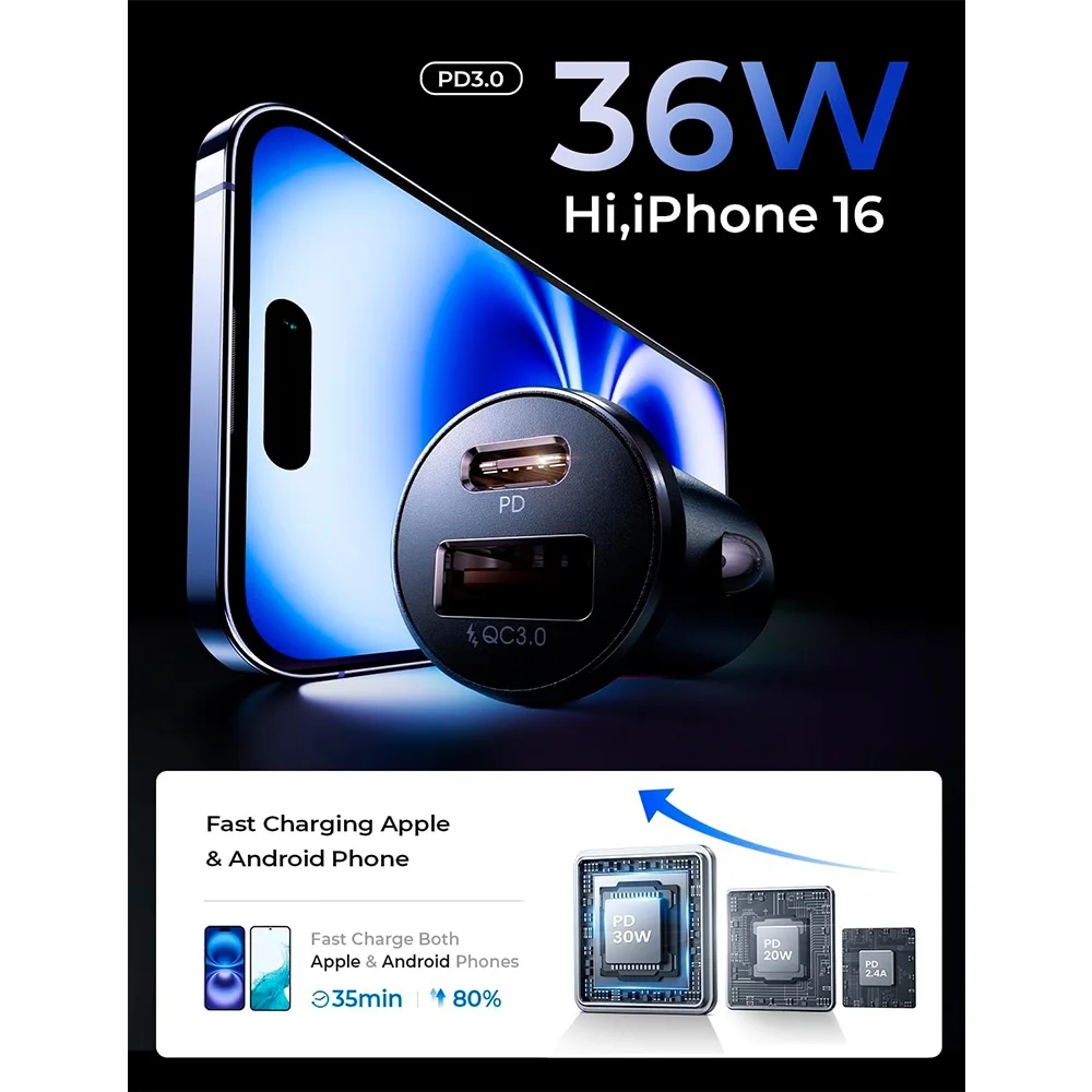 Imagem 2 de 5 do produto Carregador Lisen 54w Usb A/c Iphone 15/android 2un