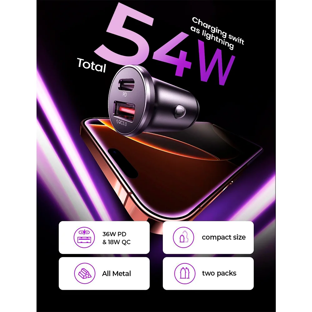 Imagem 3 de 5 do produto Carregador Lisen 54w Usb A/c Iphone 15/android 2un