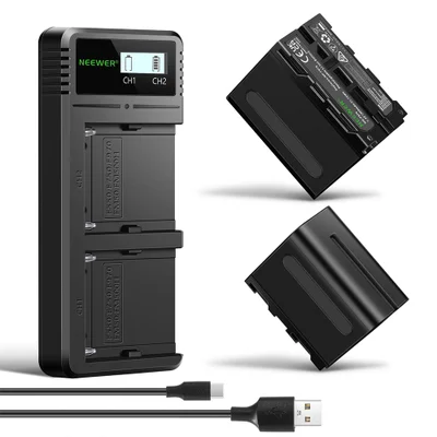 Neewer Carregador Duplo Usb + 2 Baterias Np-f970 7800mah