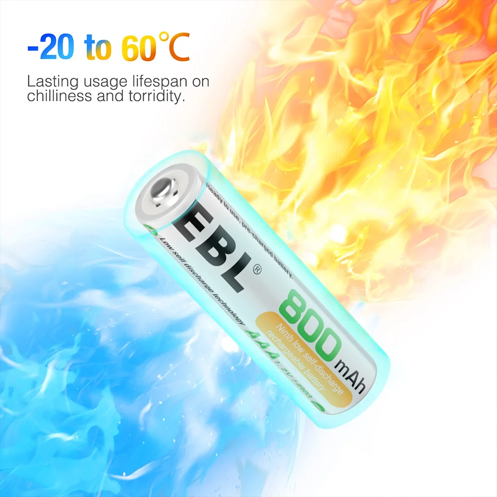 Imagem 3 de 5 do produto Pilhas Aaa Recarregáveis Ebl 800mah Ni-mh 4 Peças