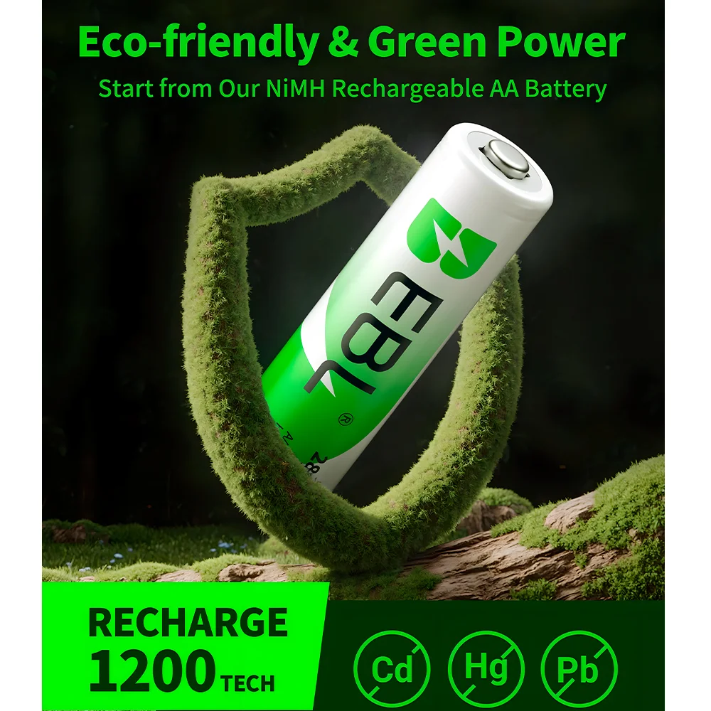 Imagem 5 de 5 do produto Pilhas Aa Recarregáveis Ebl 2800mah 1.2v Ni-mh Kit C/4un