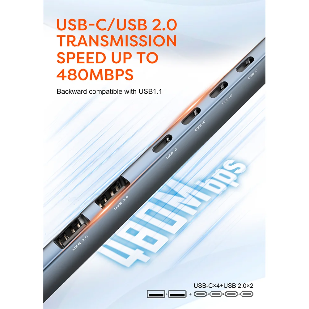 Imagem 2 de 5 do produto Hub Usb-a Ldnio Ds-87c 7 Em 1 Portas Usb 3.0/2.0 4-usb C