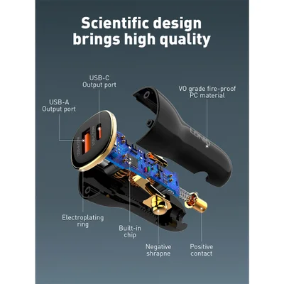 Carregador Veicular Ldnio C103l Turbo 60w Usb A/c Rápido — foto 2